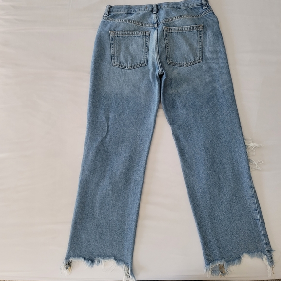 Free People Maggie Mid Rise Straight Leg Button Fly Distressed Jeans Size 27 - Picture 7 of 7